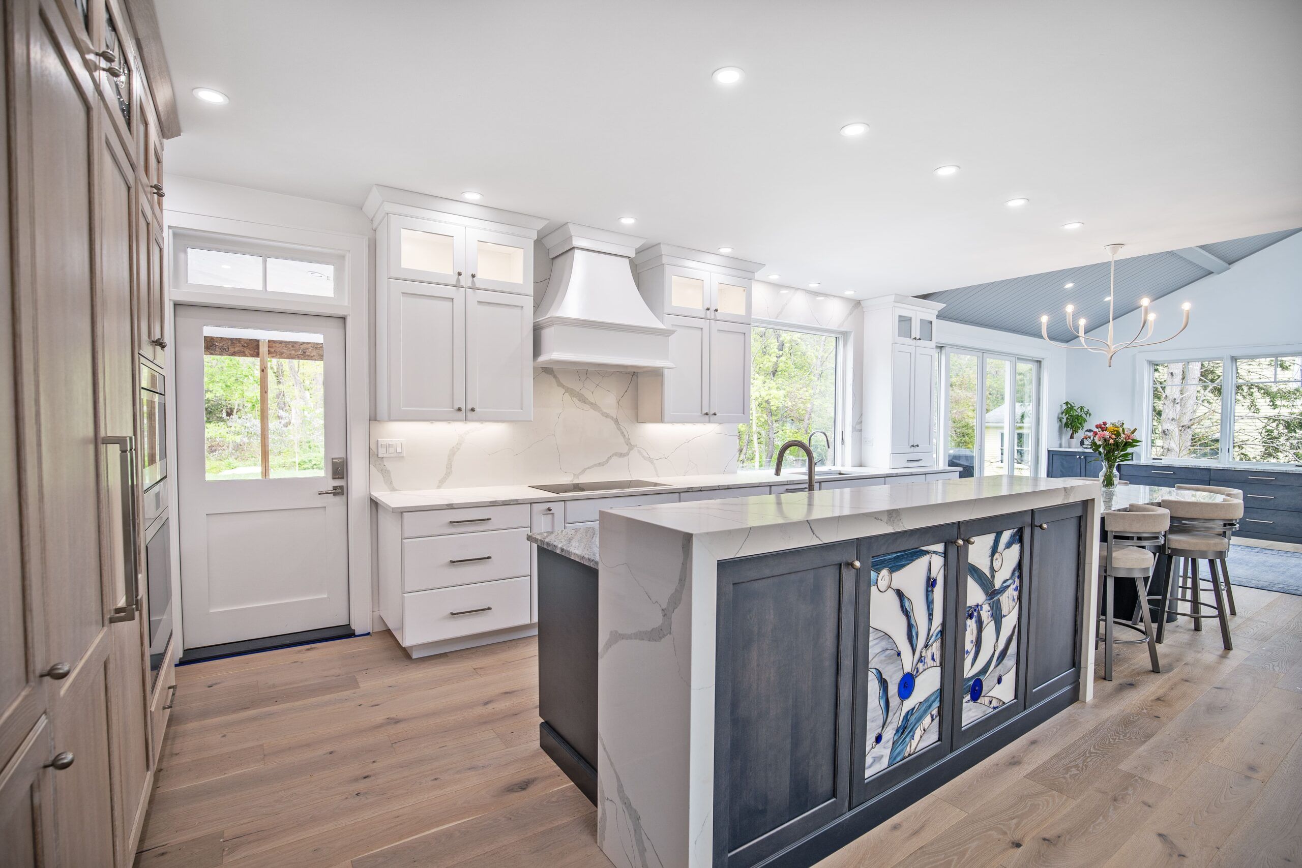 White Kitchen Remodel: Home Makeover with a Pop of Blue, Westford Ma