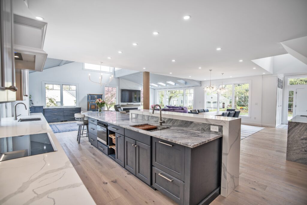 White Kitchen Remodel: Home Makeover with a Pop of Blue, Westford Ma